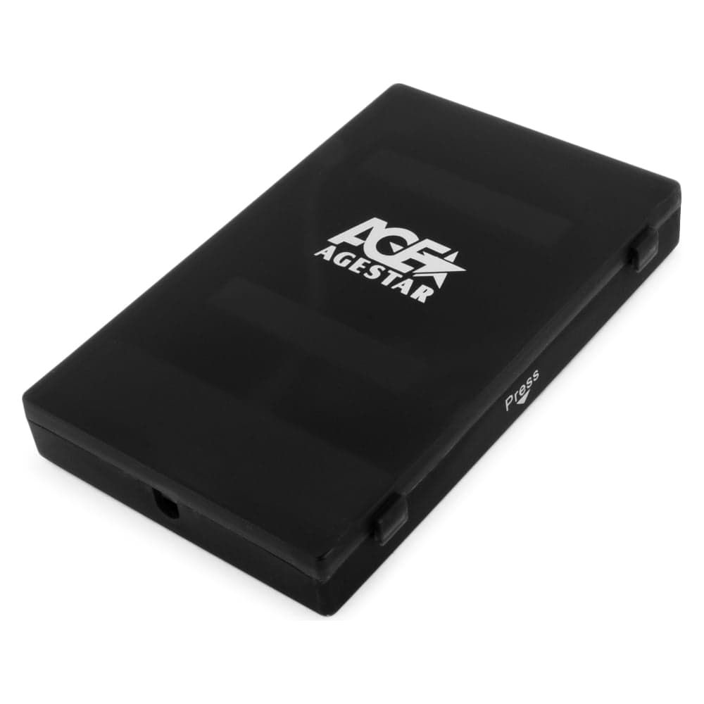 Внешний корпус AgeStar USB 2.0 2.5" SATA HDD/SSDUSB2.0, пластик, черный, безвинтовая конструкция SUBCP1 (BLACK)