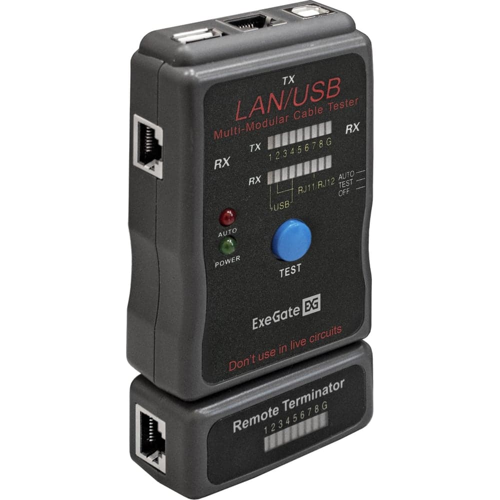Сетевой тестер ExeGate EX-T5448 для RJ-45 RJ-11 RJ-12 USB 293160