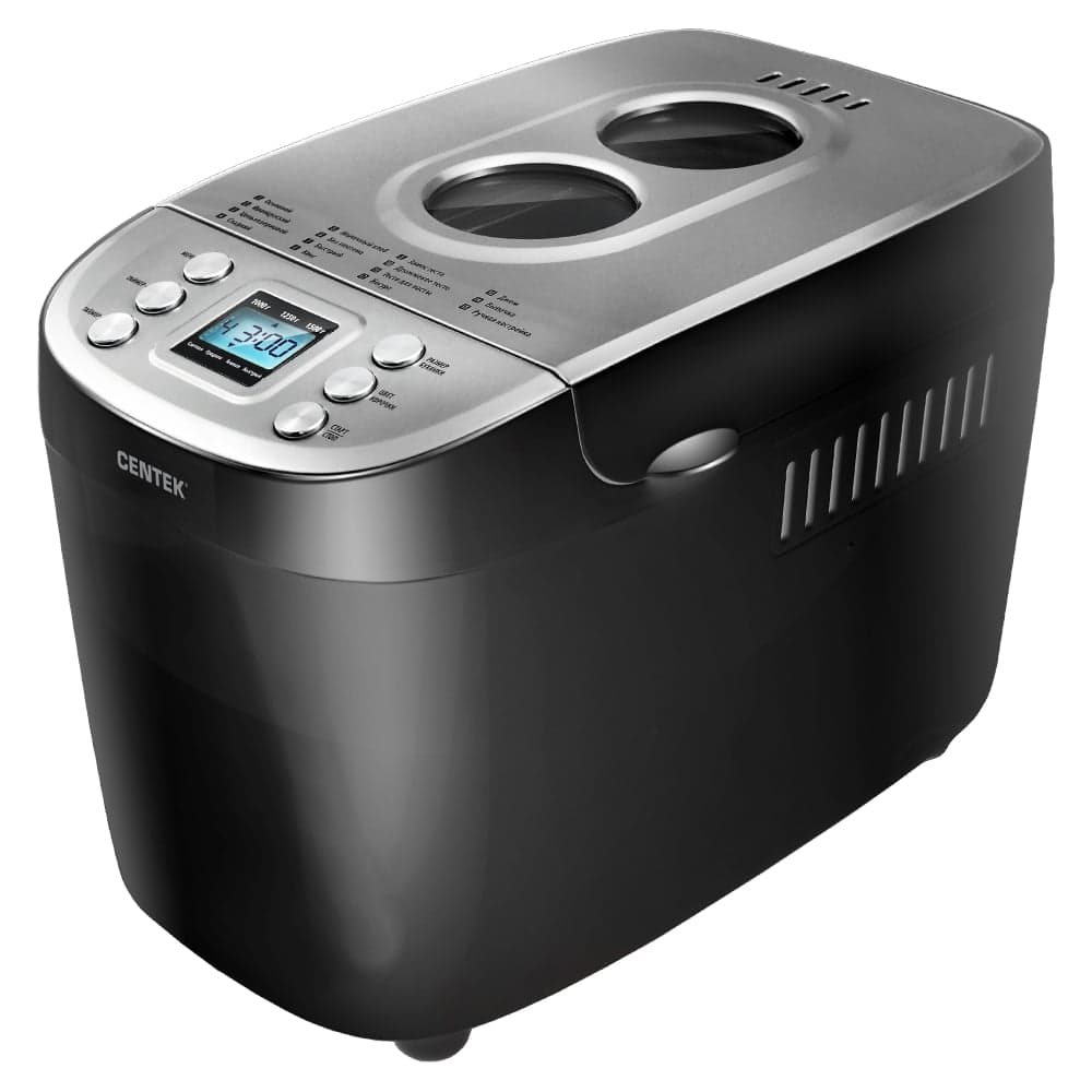 Хлебопечка Centek большой объем 1500 г, 860 Вт, 15 программ, таймер, LCD, окошко CT-1415 Black