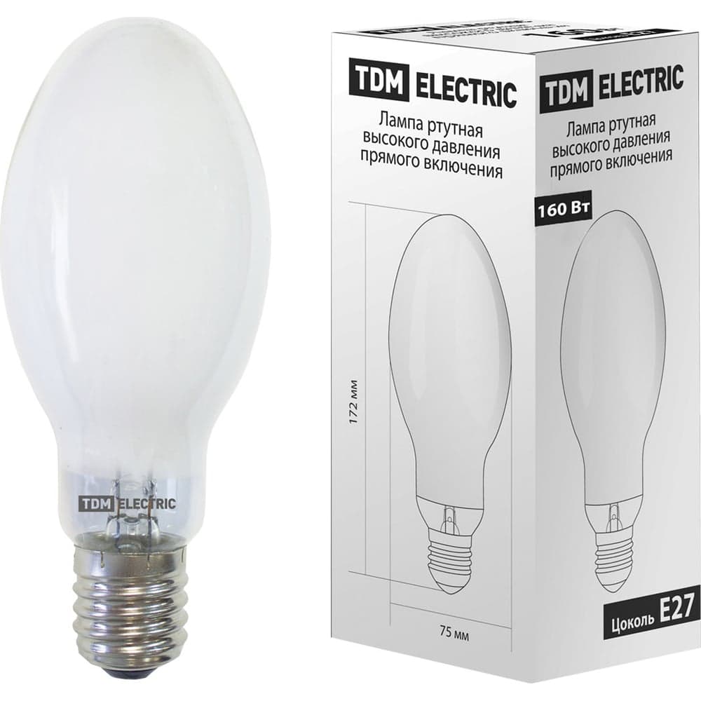 Ртутная лампа высокого давления TDM ELECTRIC ДРВ 160 Вт Е27 SQ0325-0019