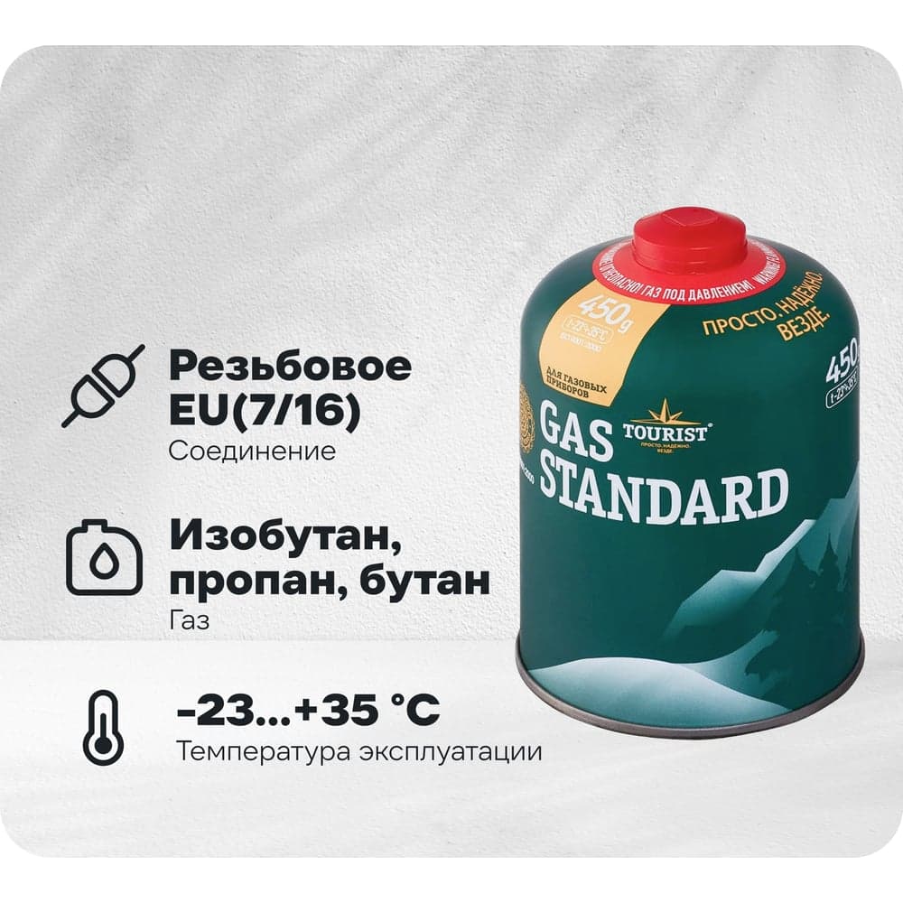 Газовый баллон TOURIST STANDARD резьбовой TBR-450