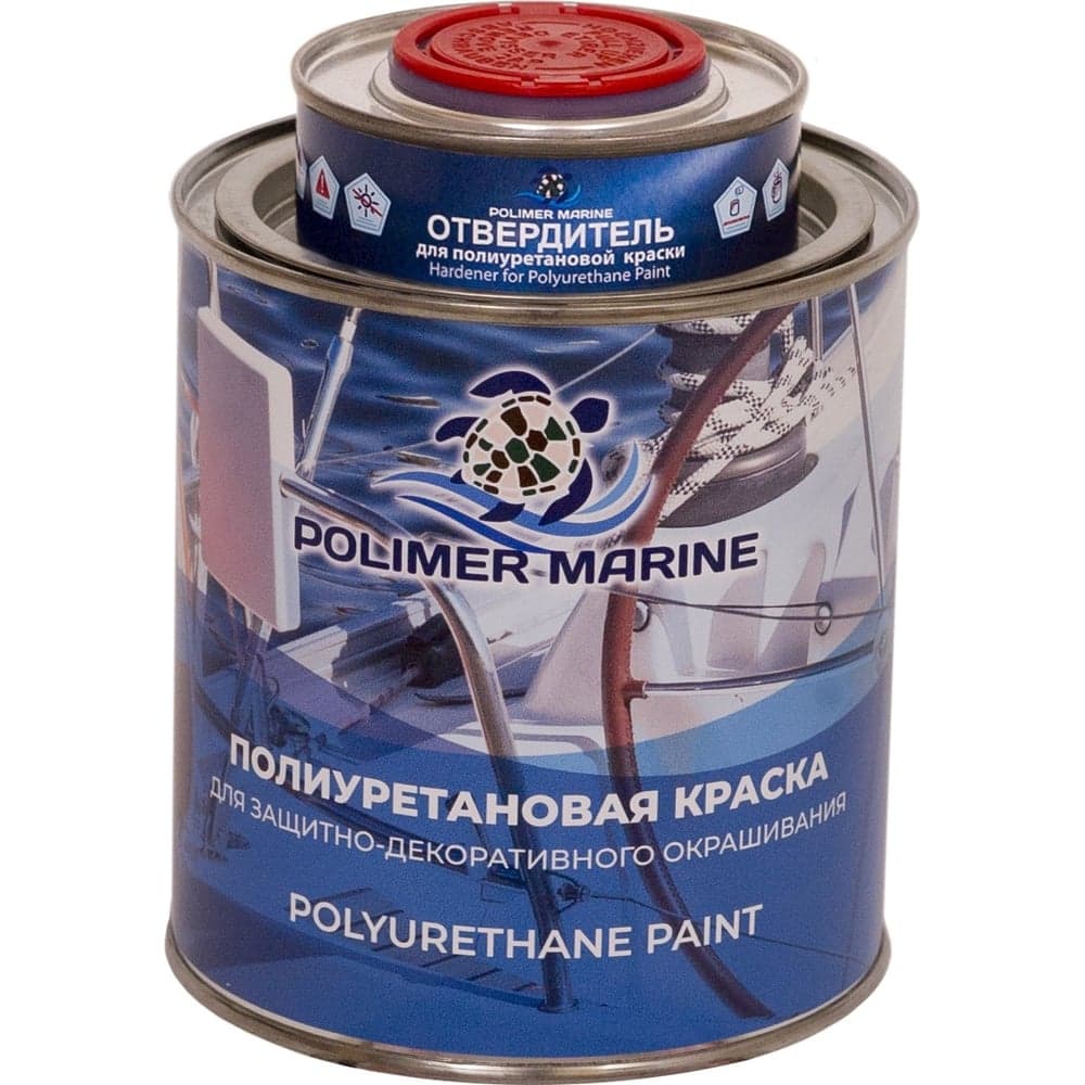 Краска POLIMER MARINE полиуретановая графит 1 кг двухкомпонентная 2к полуглянцевая 1КППГгрф