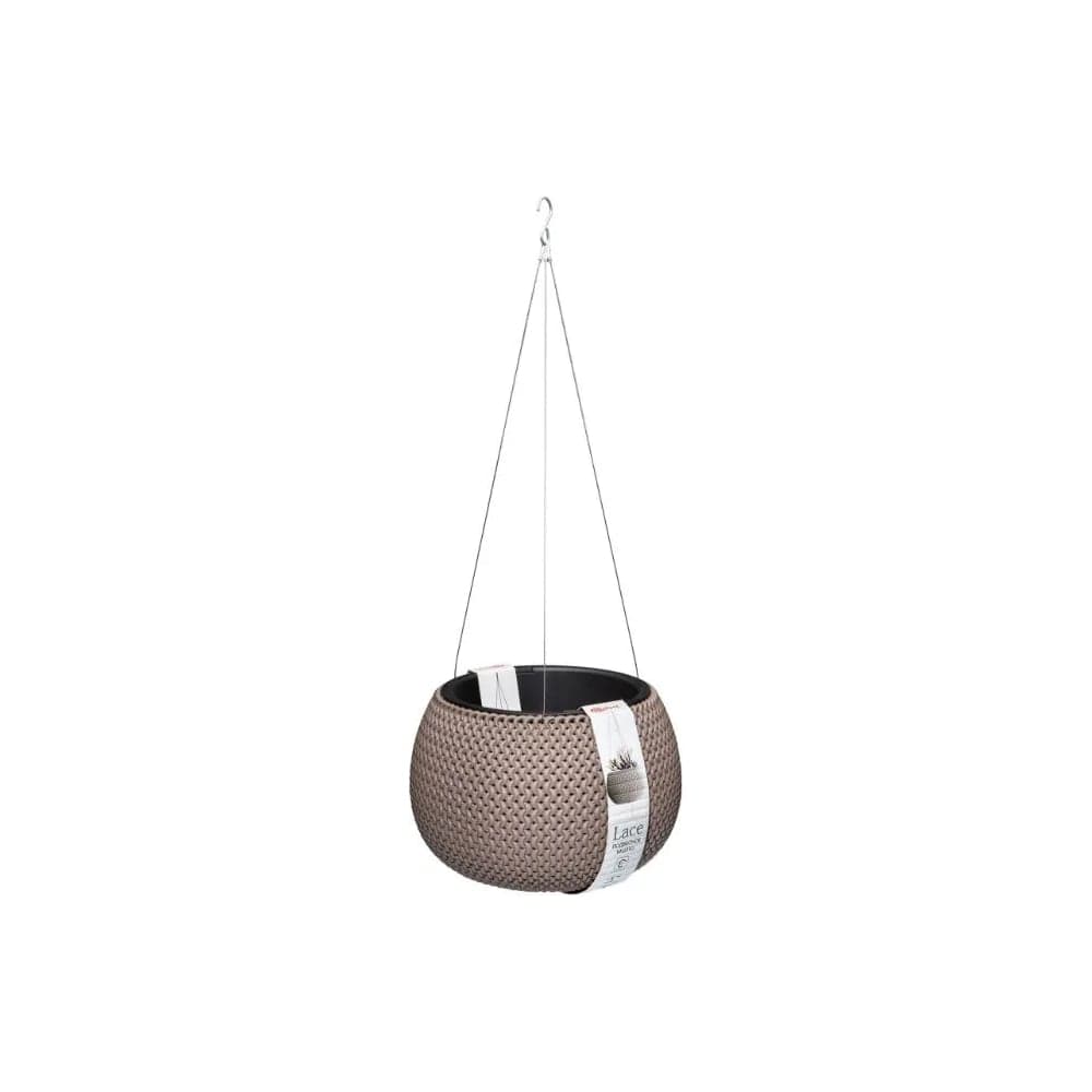 Подвесное кашпо Эльфпласт Lace 2.3 л, серо-коричневое, 240x240х630 мм 069132
