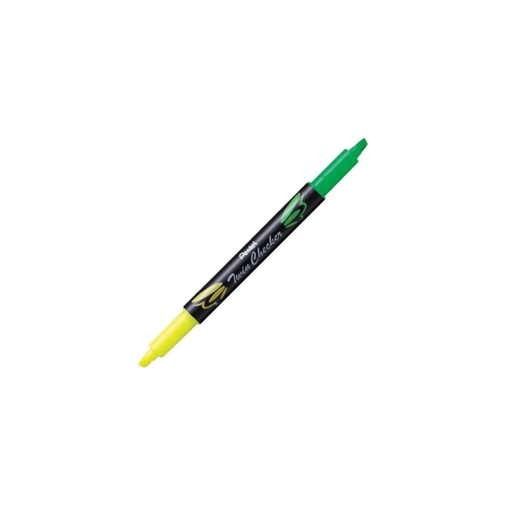 Двухцветные текстовыделители Pentel Twin Checker SLW8-GK 3.5 мм, перо скошенное, 12 шт, желто-салатовый 597297