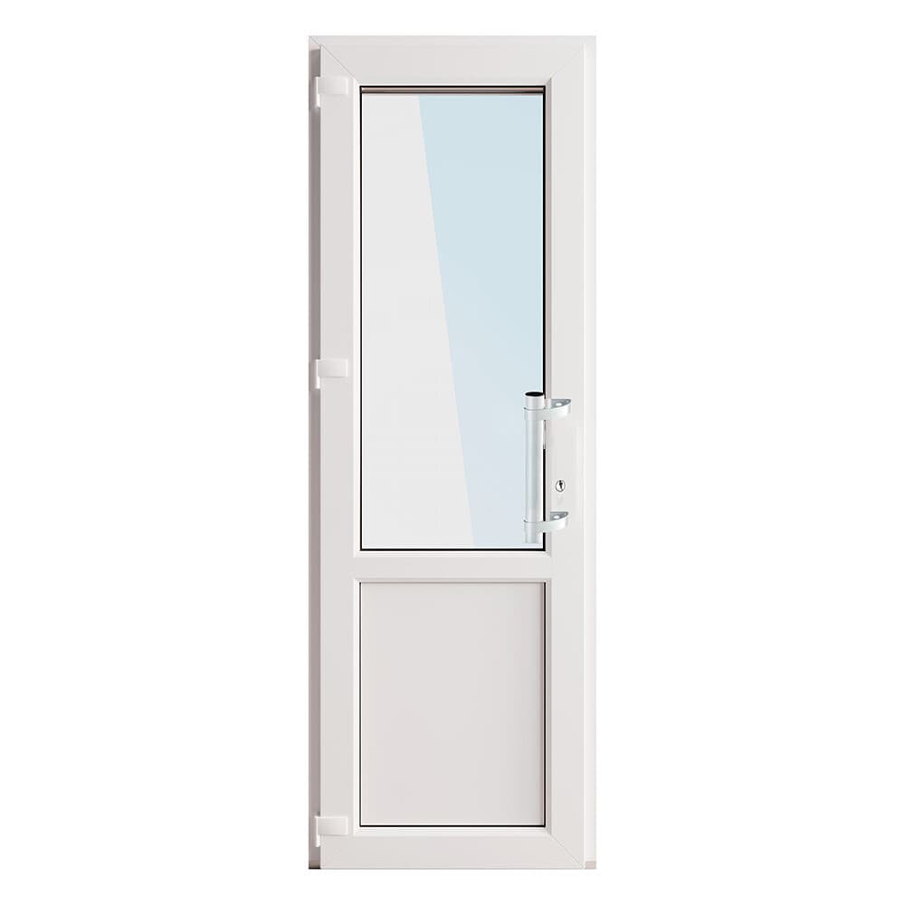Металлопластиковая дверь VEKA 2050х700 мм алюминиевый порог белая левая стеклопакет