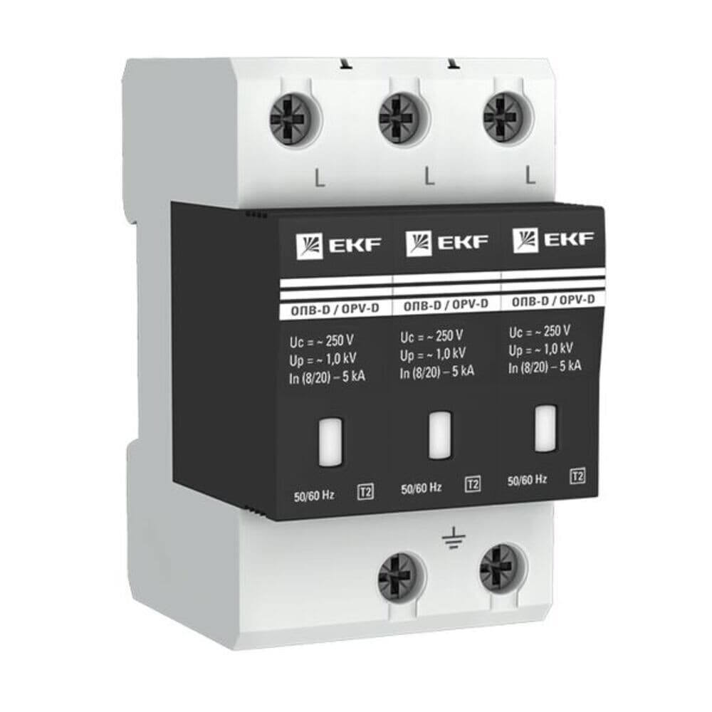 Ограничитель напряжения модульный EKF PROxima 230 В 5 кА 3P (opv-d3)